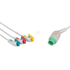 Wielorazowy kabel EKG - kompletny, 3 odprowadzeniowy, wtyk 12 pin, typu Kontron, klamra
