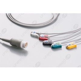 Wielorazowy kabel EKG - kompletny, 5 odprowadzeniowy, wtyk 8 pin, typu Philips/HP, klamra.