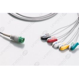 Wielorazowy kabel EKG - kompletny, 5 odprowadzeniowy, wtyk 12 pin, typu Mindray, klamra.