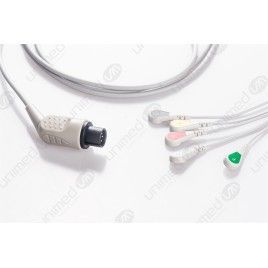 Wielorazowy kabel EKG - kompletny, 5 odprowadzeniowy, wtyk 6 pin, typu AAMI, zatrzask.