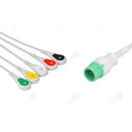 Wielorazowy kabel EKG - kompletny, 5 odprowadzeniowy, wtyk 12 pin, typu Comen, zatrzask.