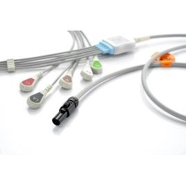 Wielorazowy kabel EKG - kompletny, 5 odprowadzeniowy, wtyk 9 pin, typu Welch Allyn Micropaq, zatrzask,dł. 3 m.