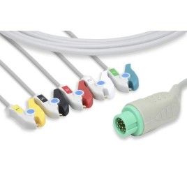 Wielorazowy kabel EKG - kompletny, 5 odprowadzeniowy, klamra, wtyk 12 pin, Biolight AnyView