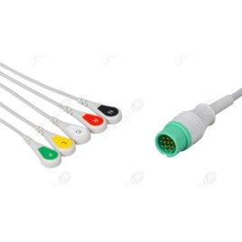 Wielorazowy kabel EKG - kompletny, 5 odprowadzeniowy, wtyk 12 pin, Biolight zatrzask.
