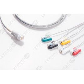 Wielorazowy kabel EKG - kompletny, 5 odprowadzeń, wtyk 12 pin, typu HP/Philips, klamra.