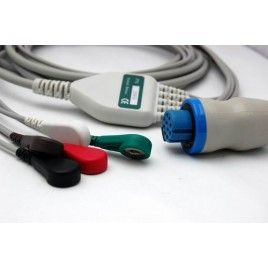 Wielorazowy kabel EKG - kompletny, 5 odprowadzeniowy, wtyk 10 pin, typu GE-Datex-Ohmeda, zatrzask .