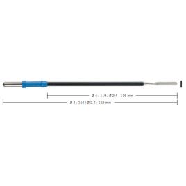 Elektroda nożowa, prosta, 138 mm, izolowany trzonek 4 mm