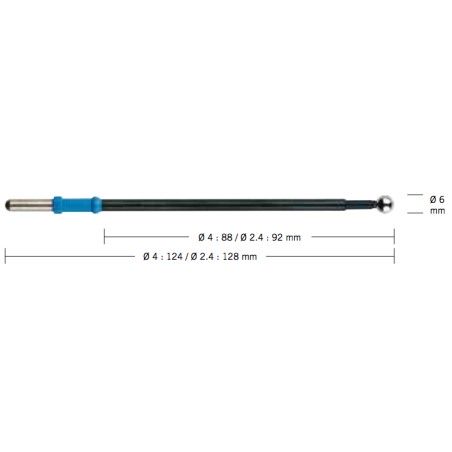 Elektroda kulkowa, prosta, średnica 6 mm, 124 mm, izolowany trzonek 4 mm