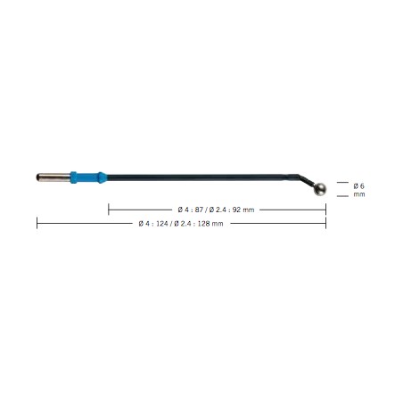 Elektroda kulkowa, zagięta, średnica 6 mm, 124 mm, izolowany trzonek 4 mm