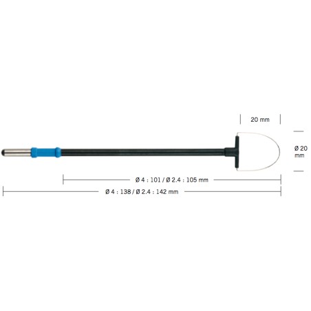 Elektroda pętlowa, 20 x 20 mm, 138 mm, izolowany trzonek