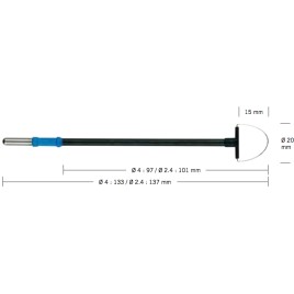 Elektroda pętlowa, 20 x 15 mm, 133 mm, izolowany trzonek