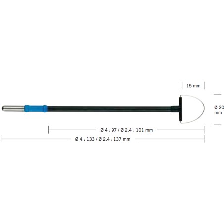 Elektroda pętlowa, 20 x 15 mm, 133 mm, izolowany trzonek