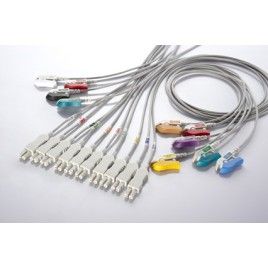 Reusable EKG leads - Norav type, 10 Grabber electrodes, length 0.9m.