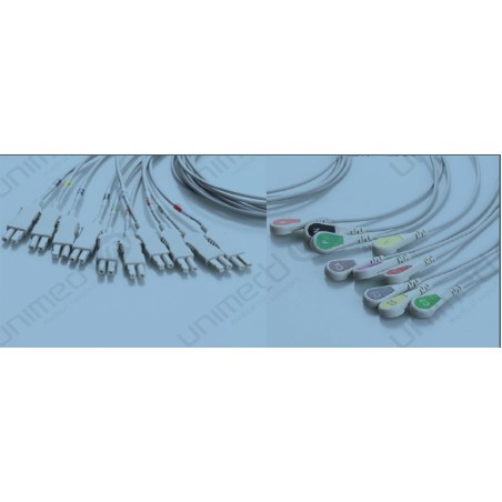 Reusable EKG leads - Norav type, 10 snap electrodes, length 0.9m, snap connector.