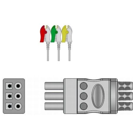Reusable ECG Lead Wire - IEC Philips-AA Type 3leads grabber