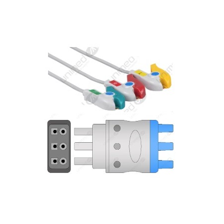 Bionet Compatible Reusable ECG Lead Wire -IEC 3 leads grabber 0,9m