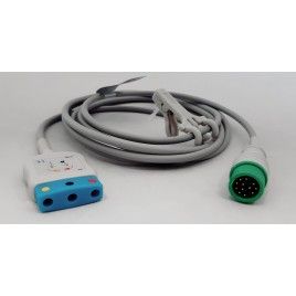 Reusable ECG Trunk Cable, Type Mindray, 3 Leads, 12 Pin Plug