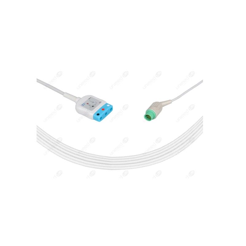Wielorazowy kabel EKG - główny, 3 odpr, wtyk 12 pin, typu Emtel FX 2000.