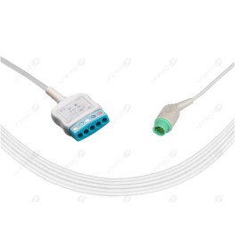 Reusable ECG Trunk Cable, Type Emtel, 5 Leads, 12 Pin Plug