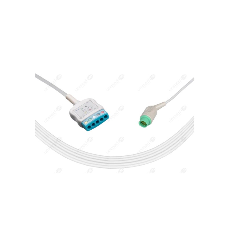 Wielorazowy kabel EKG - główny, 5 odpr, wtyk 12 pin, typu Emtel.