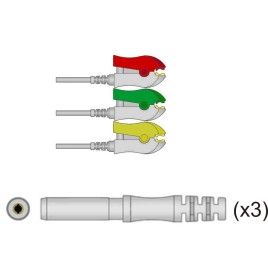 Disposable ECG leads - DIN type, 3 leads, grabber, length 0.9 m.