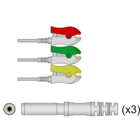Din Compatible Reusable ECG Lead Wire - IEC 3 lead neonate grabber 0,9m