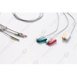 Din Compatible Reusable ECG Lead Wire - IEC 3 lead grabber 0,9m
