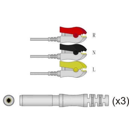 Din Compatible Reusable ECG Lead Wire - IEC 3 lead grabber 0,9m