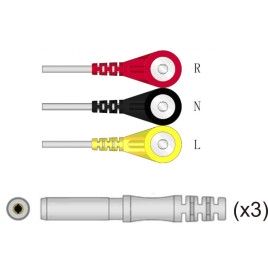 Din Compatible Reusable ECG Lead Wire - 3 lead snap0,9m
