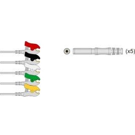 Din Compatible Reusable ECG Lead Wire - IEC 5 lead neonate grabber 0,9m
