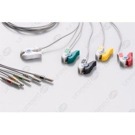 Din Compatible Reusable ECG Lead Wire - 5 lead grabber 0,9m