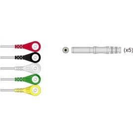 Din Compatible Reusable ECG Lead Wire - 5 lead snap 0,9m