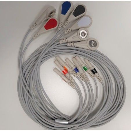 Din Compatible Reusable ECG Lead Wire - 7 lead snap 0,9m