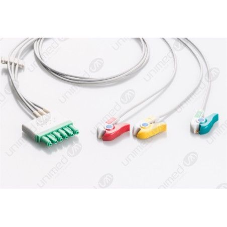 Drager Compatible Reusable ECG Lead Wire - IEC 3 lead grabber 0,9m
