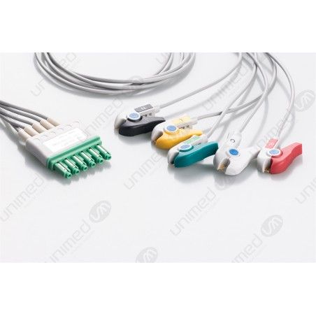 Drager Compatible Reusable ECG Lead Wire - 5 lead grabber 0,9m