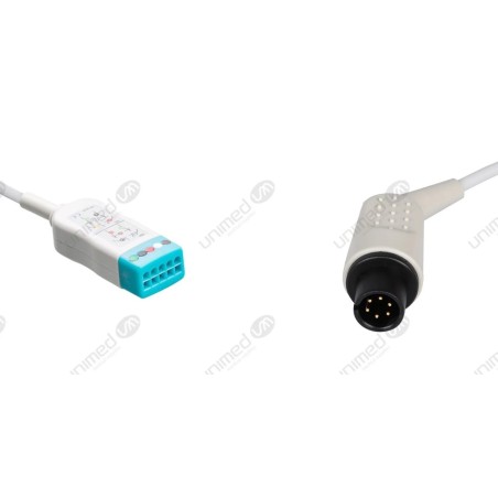 Reusable ECG Trunk Cable, Type UTAS, 5 Leads, 6 Pin Plug