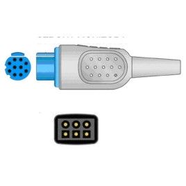 Reusable ECG Trunk Cable, Type Datex Cardiocap, 3 Leads, 10 Pin Plug