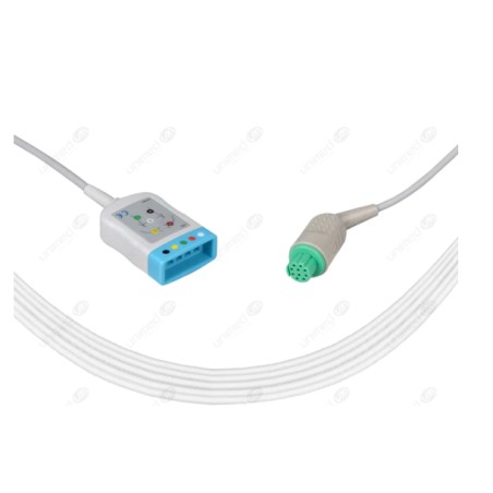 Reusable ECG Trunk Cable, Type Datex Cardiocap, 5 Leads, 10 Pin Plug