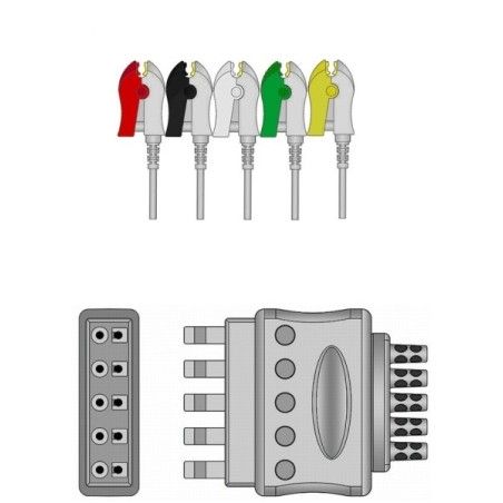 Datex Compatible Reusable ECG Lead Wire 5 leads grabber 0.9m