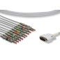 Wielorazowy kabel EKG - kompletny, 10 odprowadzeń, wtyk 15 pin, typu Nihon Kohden, banan 4 mm .