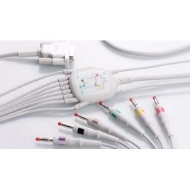 Reusable EKG Cable, One Piece, Schiller/Aspen Type, 10 leads, 15 pin, Banana, New Plug