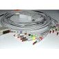 Wielorazowy kabel EKG - kompletny, 10 odprowadzeń, wtyk 15 pin, typu Philips/HP, banan 4mm, z rezystorem.