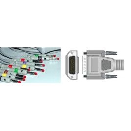Wielorazowy kabel EKG - kompletny, 10 odprowadzeń, wtyk 15 pin, typu Nihon Kohden, banan 4 mm , z rezystorem.