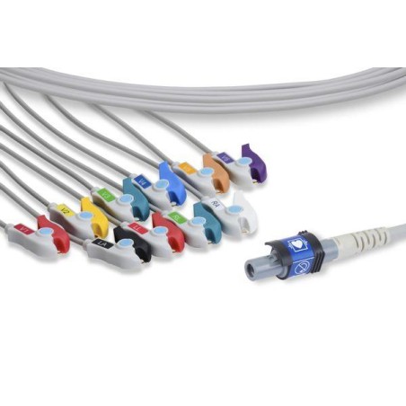 Reusable ECG Cable, 10 Leads, Grabber, type Welch Allyn Cardioperfect
