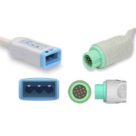 Reusable ECG Trunk Cable, Type Biolight A2E/A3/A5/A6/A8 and Q3/Q5/Q7, 3 Leads Type HP, 12 Pin Plug
