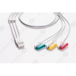 Hp/Philips Compatible Reusable ECG Lead Wire - IEC 3 lead grabber 0,9m