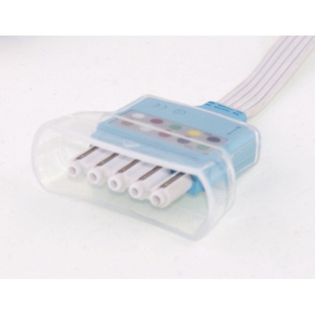 Disposable ECG, 5-lead shielded Ribbon cable, HP/Philips type, snap, 0,9 