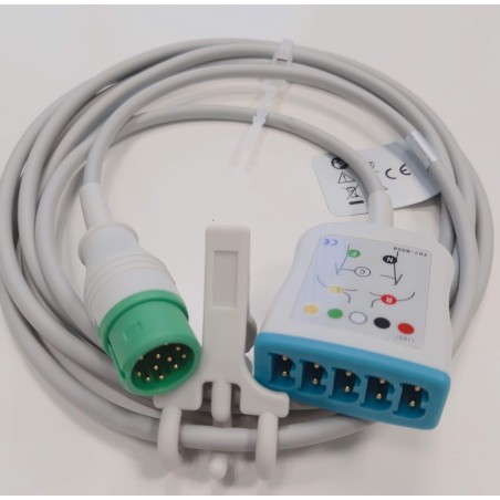 Wielorazowy kabel EKG - główny, 5 odpr typu LL, wtyk 12 pin, typu BIOLIGHT M7000, M8500, M9500, AS modułowy