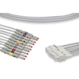 Disposable EKG leads - GE MAC type, 10 banana electrodes, length 0.8m + 1.2m.