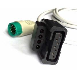 Wielorazowy kabel EKG - główny, 10 odpr, wtyk 12 pin, typu Lifepak 12,20,15.
